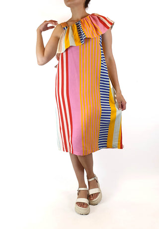 Gorman + Mireia Ruiz striped dress with cute front frill size 10 Gorman preloved second hand clothes 2
