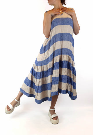 Gorman blue and white striped sleeveless maxi dress size 10 Gorman preloved second hand clothes 3