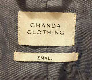 Ghanda wool mix blue and grey plaid coat size S Ghanda preloved second hand clothes 9