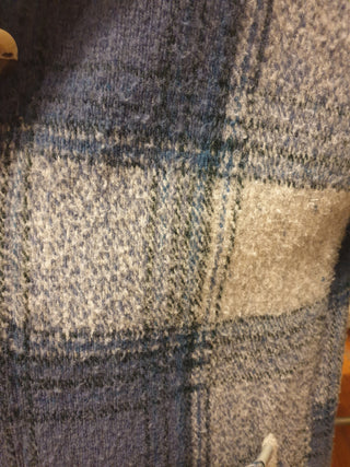 Ghanda wool mix blue and grey plaid coat size S Ghanda preloved second hand clothes 12