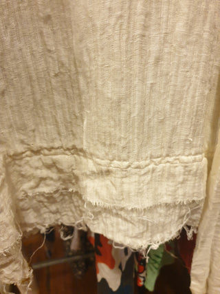 Aje cream silk-linen mix short sleeve top with beautiful front drape size 10 Aje preloved second hand clothes 11