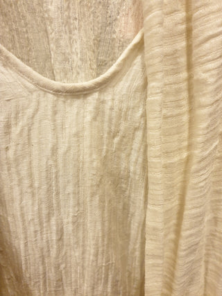 Aje cream silk-linen mix short sleeve top with beautiful front drape size 10 Aje preloved second hand clothes 12