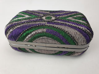 Mimco purple, green and silver "Guernica box clutch" Mimco preloved second hand clothes 9