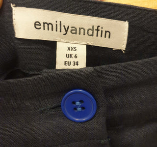 Emily and Fin navy cotton-linen mix skirt with blue buttons size XXS (best fits 6-8) Emily and Fin preloved second hand clothes 9