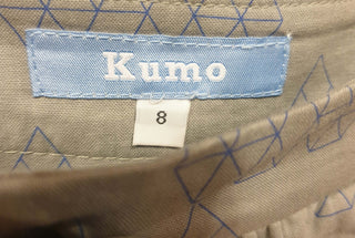 Kumo blue cotton skirt with geometric print and blue buttons size 8 Kumo preloved second hand clothes 8