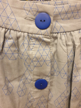 Kumo blue cotton skirt with geometric print and blue buttons size 8 Kumo preloved second hand clothes 9