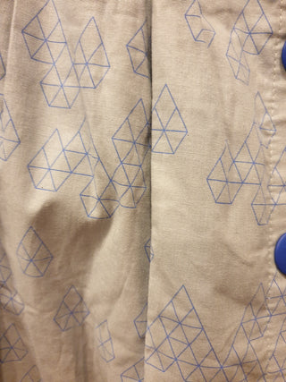 Kumo blue cotton skirt with geometric print and blue buttons size 8 Kumo preloved second hand clothes 10