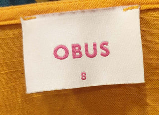 Obus yellow linen mix half sleeve top size 8 Obus preloved second hand clothes 8