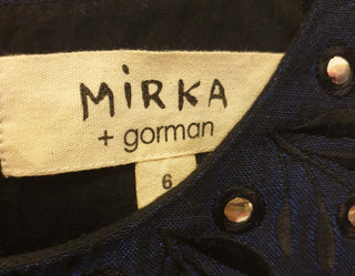 Gorman x Mirka Mora blue linen-cotton dress with embroydered animals size 6, fits 6-8 Gorman preloved second hand clothes 9