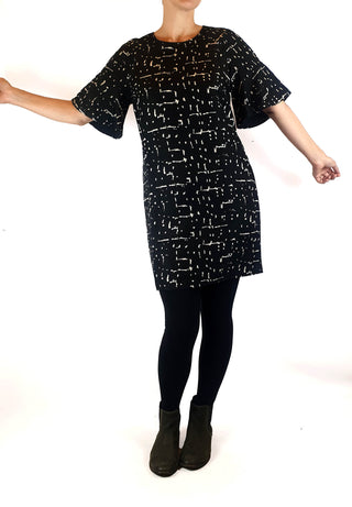 Country Road black print 1/2 sleeve dress size 8 Country Road preloved second hand clothes 1