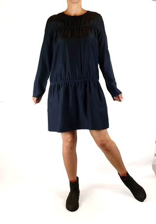 Cos black 100% silk long sleeve dress with bunching detail size S (best fits size 8) Cos preloved second hand clothes 1