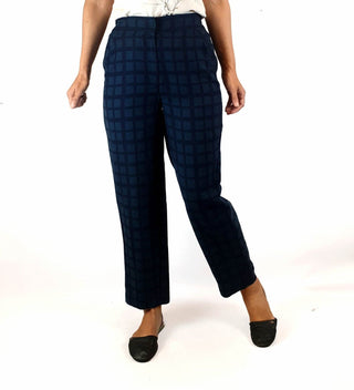 Elk navy and green check straight leg pants size 6, fits 6-8 Elk preloved second hand clothes 4