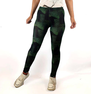 Uptights green-based print yoga tights/leggings Uptights preloved second hand clothes 3