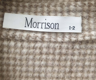 Morrison brown and cream wool mix houndstooth print coat fits size 12 Morrison preloved second hand clothes 10