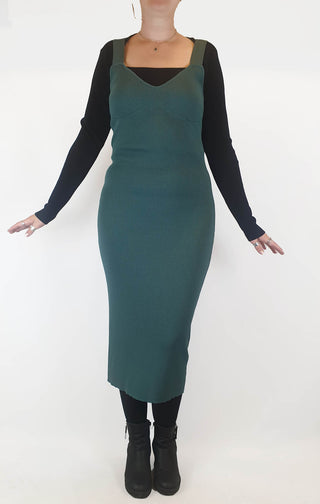 Atmos & Here dark green knit sleeveless dress size 14 Atmos & Here preloved second hand clothes 1