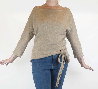 Keshet natural knit jumper with front waist tie size M Keshet preloved second hand clothes 2