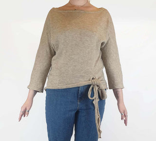 Keshet natural knit jumper with front waist tie size M Keshet preloved second hand clothes 1