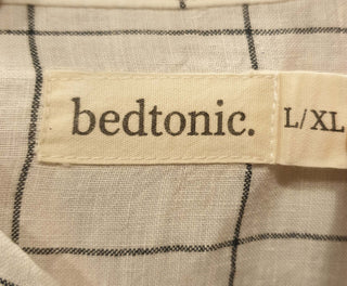 Bedtonic white and black check 100% flax linen maxi long sleeve dress size L/XL (fits 16-18) Bedtonic preloved second hand clothes 6