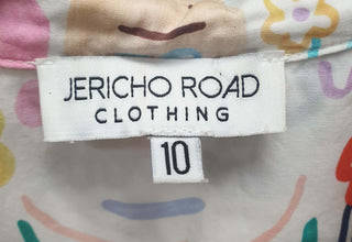 Jericho Road white oversized shirt with fun and bright print size 10 Jericho Road preloved second hand clothes 8