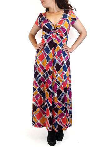 Leona Edminston colourful short sleeve dress size 1, best fits size 10 Leona Edminston preloved second hand clothes 3