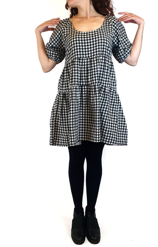 Handmade black and white gingham print dress fits size 10 Unknown preloved second hand clothes 3