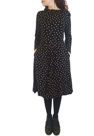 Boden black long sleeve dress with pink polka dots size UK 10 Boden preloved second hand clothes 4