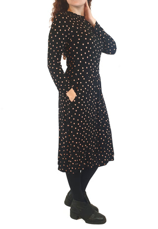 Boden black long sleeve dress with pink polka dots size UK 10 Boden preloved second hand clothes 7