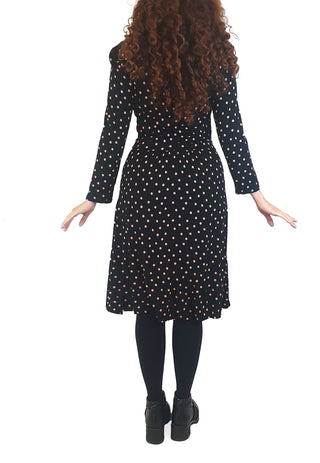 Boden black long sleeve dress with pink polka dots size UK 10 Boden preloved second hand clothes 8