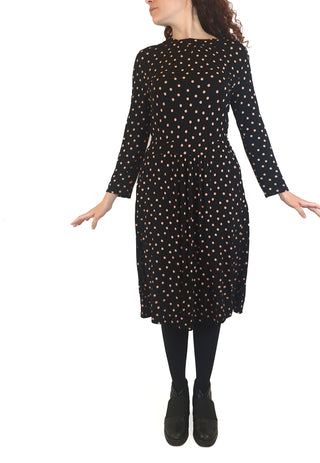 Boden black long sleeve dress with pink polka dots size UK 10 Boden preloved second hand clothes 5