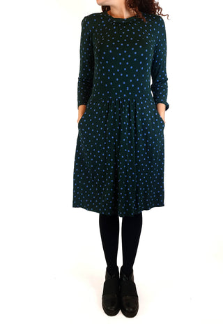 Boden green long sleeve dress with purple polka dots size UK 10 Boden preloved second hand clothes 5