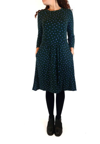 Boden green long sleeve dress with purple polka dots size UK 10 Boden preloved second hand clothes 2