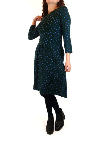 Boden green long sleeve dress with purple polka dots size UK 10 Boden preloved second hand clothes 4