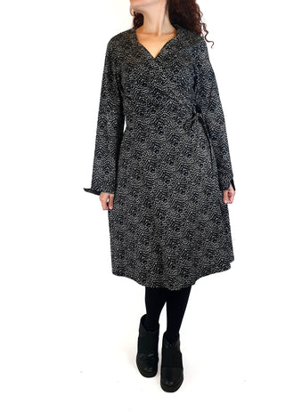 That Bird Label black print wrap style long sleeve dress size 10 Bird the Label preloved second hand clothes 1