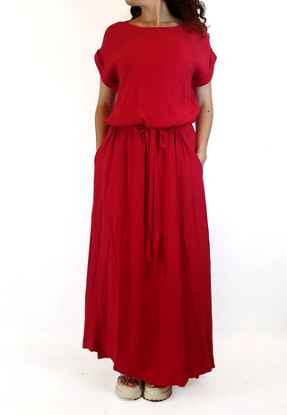 Elk red short sleeve maxi dress size 10 Elk preloved second hand clothes 5