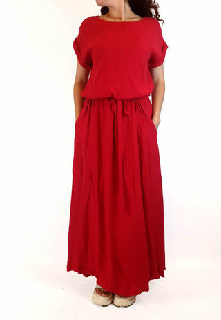 Elk red short sleeve maxi dress size 10 Elk preloved second hand clothes 4