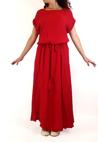 Elk red short sleeve maxi dress size 10 Elk preloved second hand clothes 3