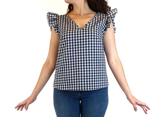 Handmade blue and white gingham top best fits size 10 Unknown preloved second hand clothes 2