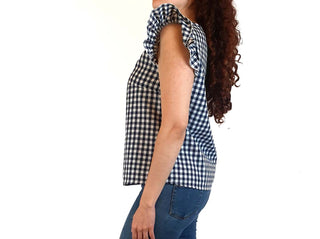 Handmade blue and white gingham top best fits size 10 Unknown preloved second hand clothes 5