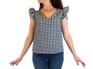 Handmade blue and white gingham top best fits size 10 Unknown preloved second hand clothes 3