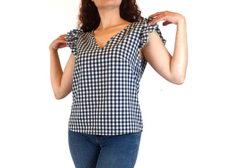 Handmade blue and white gingham top best fits size 10 Unknown preloved second hand clothes 4