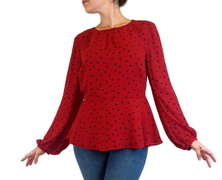 Boden red polka dot print long sleeve top size UK 10 Boden preloved second hand clothes 2