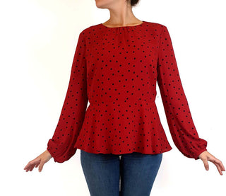 Boden red polka dot print long sleeve top size UK 10 Boden preloved second hand clothes 1