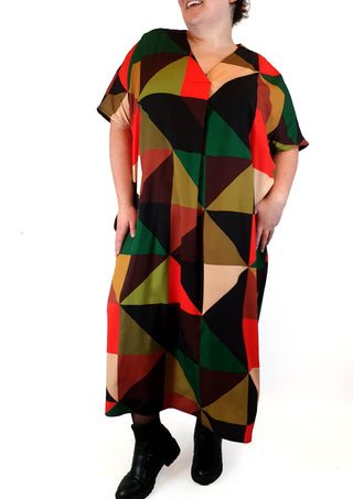 Colourful geometric print dress fits size 20-22 Unknown preloved second hand clothes 2