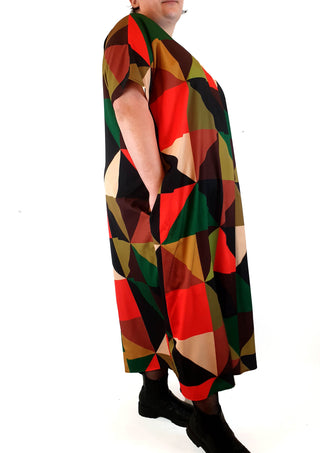 Colourful geometric print dress fits size 20-22 Unknown preloved second hand clothes 5