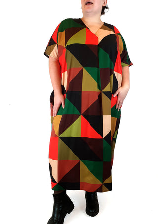 Colourful geometric print dress fits size 20-22 Unknown preloved second hand clothes 3