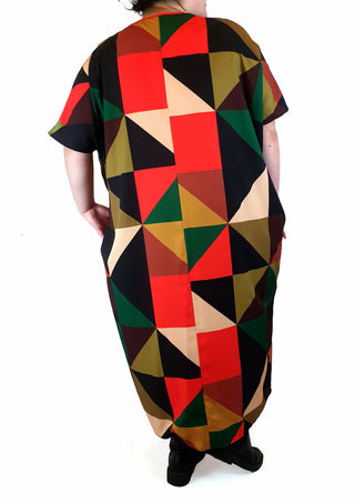 Colourful geometric print dress fits size 20-22 Unknown preloved second hand clothes 7