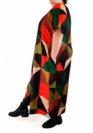 Colourful geometric print dress fits size 20-22 Unknown preloved second hand clothes 6
