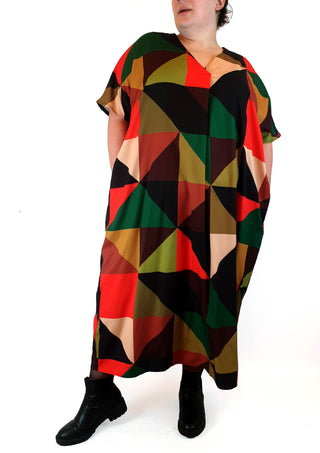 Colourful geometric print dress fits size 20-22 Unknown preloved second hand clothes 4
