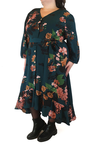 St Frock green floral print long sleeve dress size 22 St Frock preloved second hand clothes 4