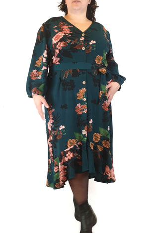 St Frock green floral print long sleeve dress size 22 St Frock preloved second hand clothes 3